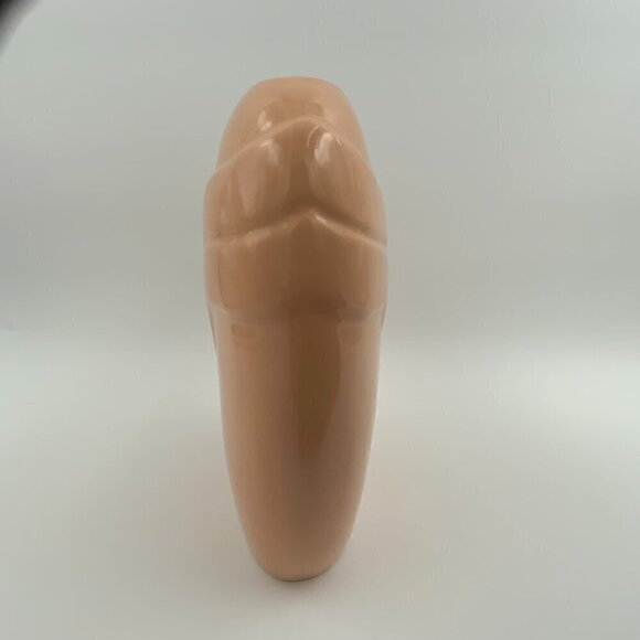 Harris Pottery Vintage Peach Oval Draped Pleated Art Deco Style Ceramic Vase 9" - Picture 6 of 8